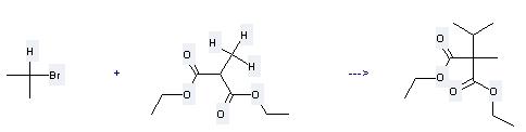 Propanedioic acid,2-methyl-2-(1-methylethyl)-, 1,3-diethyl ester can be prepared by methylmalonic acid diethyl ester and -bromo-propane when they are heated